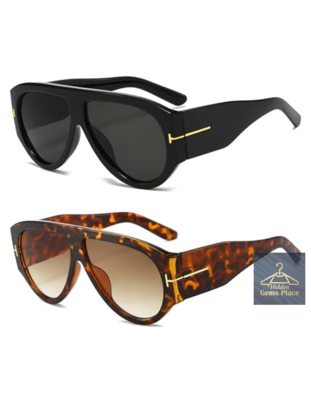 3-Pack Oversized Aviator Sunglasses Women Men UV400 Protection Plastic Frame